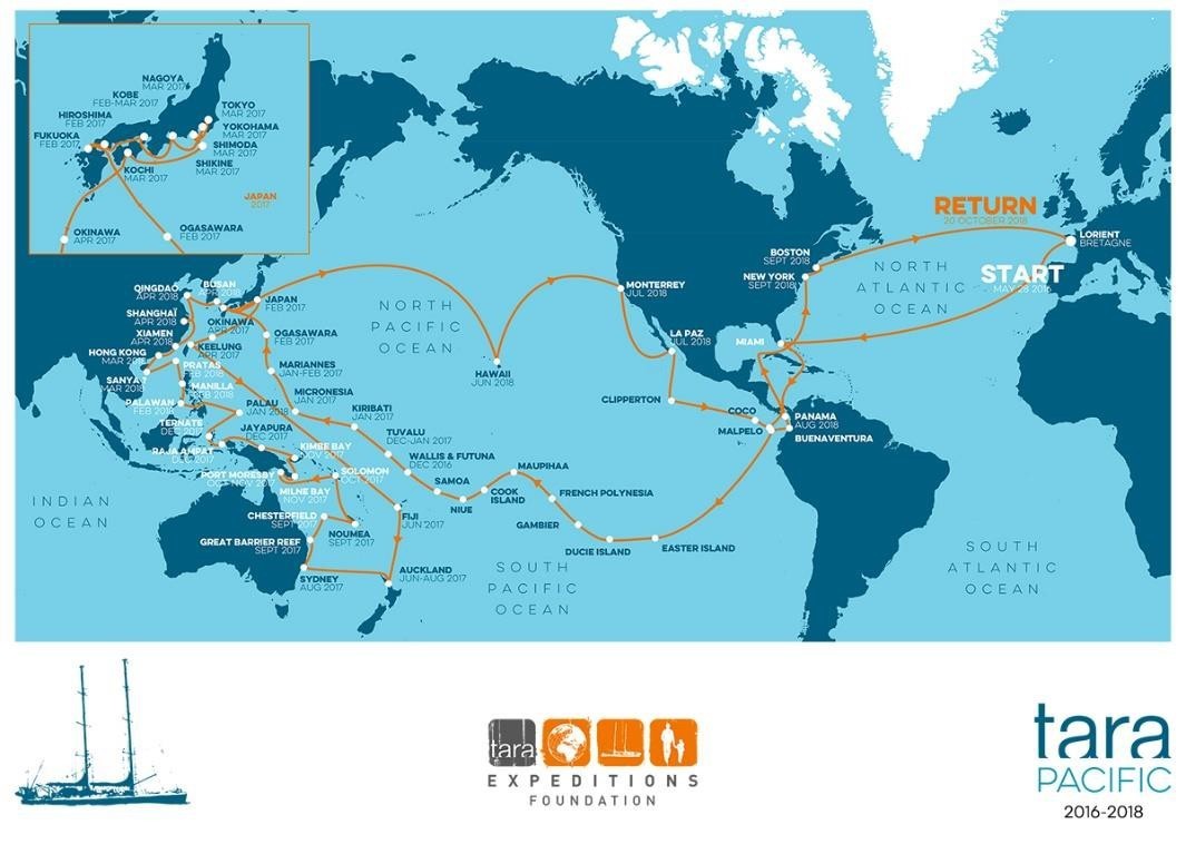 Voyage map of TARA “Pacific Expedition” 