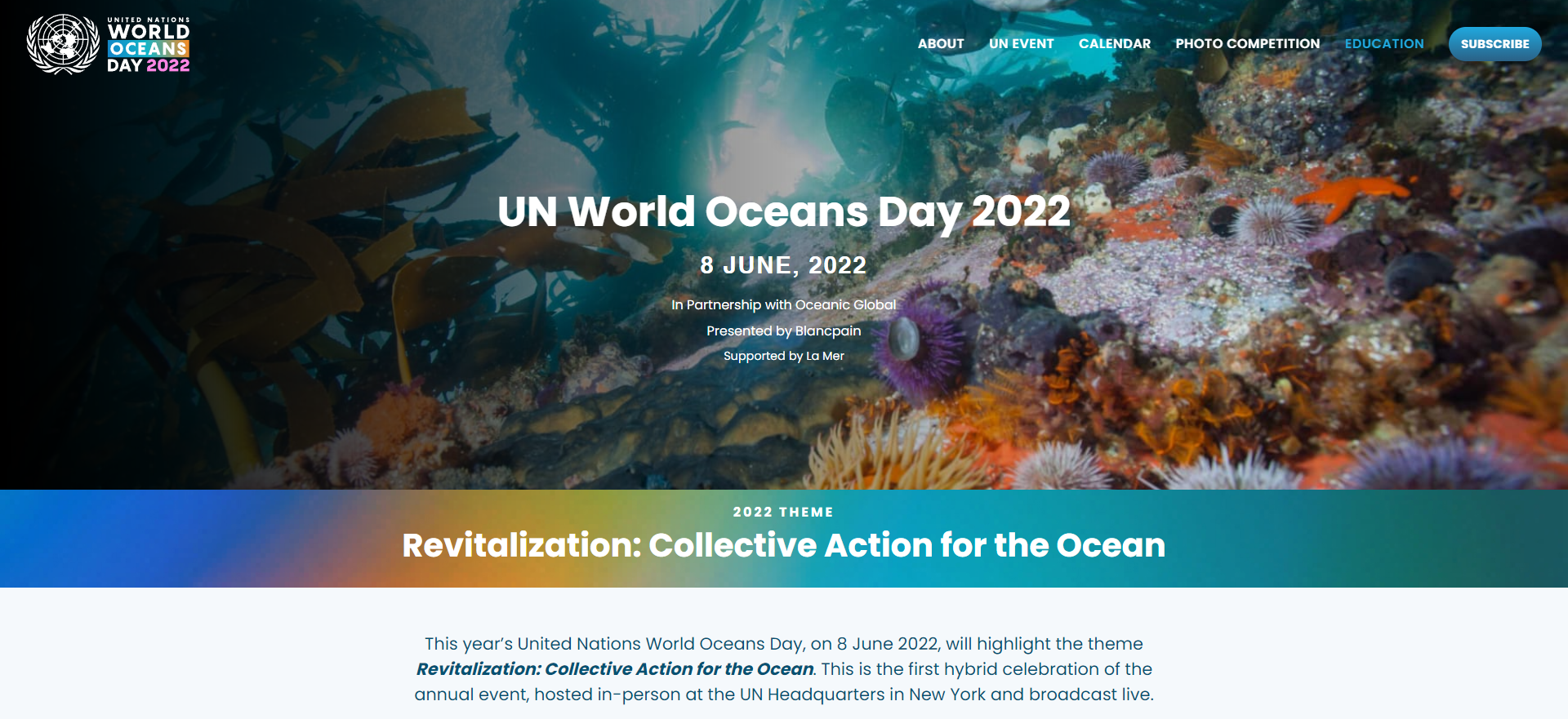 United Nations World Oceans Day 2022：Revitalization: Collective Action ...