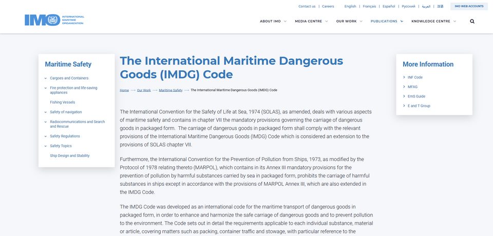 The International Maritime Dangerous Goods (IMDG) Code