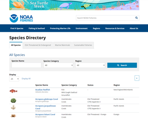 NOAA Fisheries─Species Directory